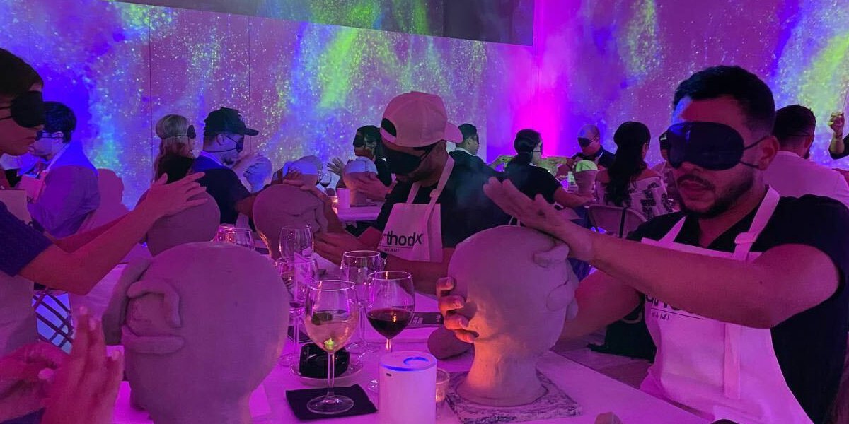 Sculpting blindfolded at Unarthodox.