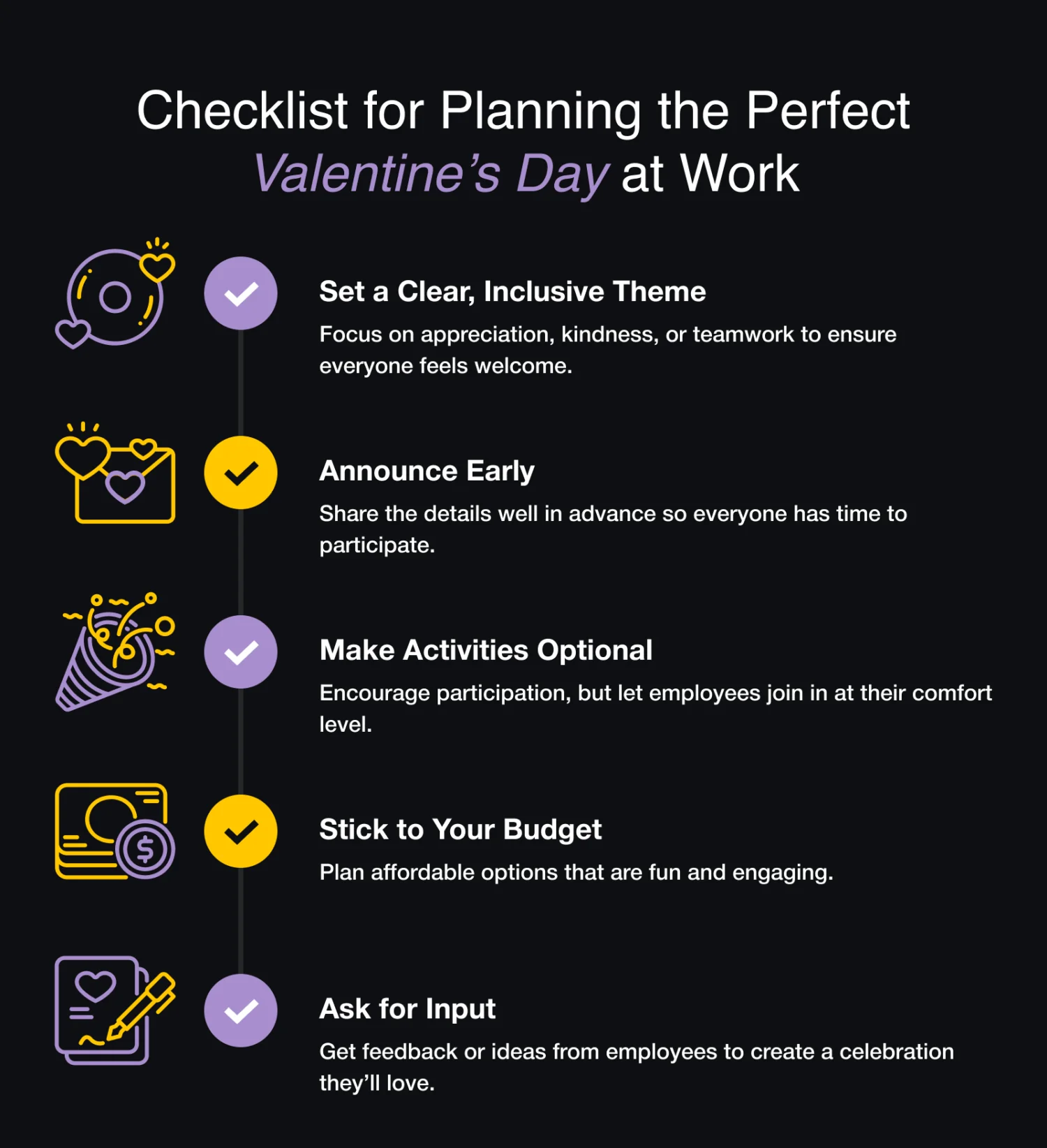 Checklist for planning the perfect Valentine's Day at work